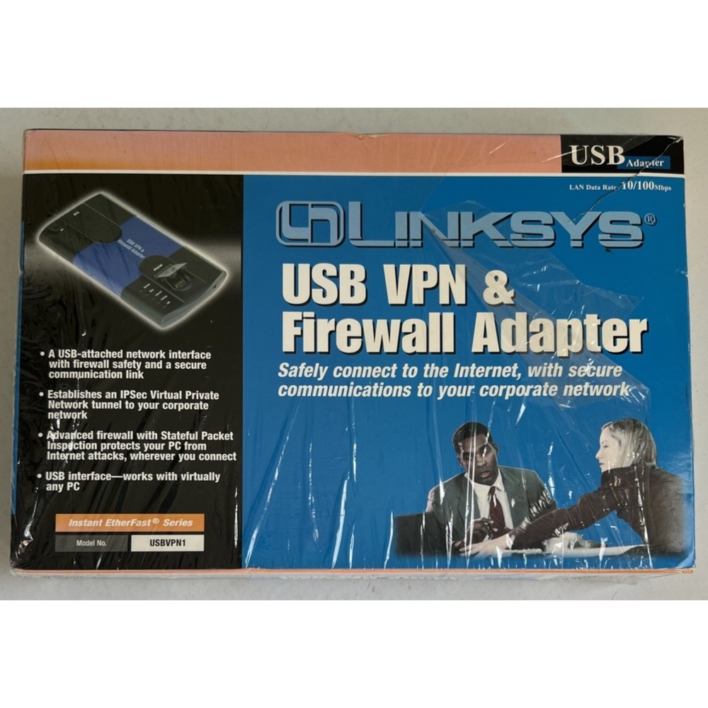 Vintage Linksys Model No. USBVPN1 10/100Mbps USB VPN & Firewall Adapter - New